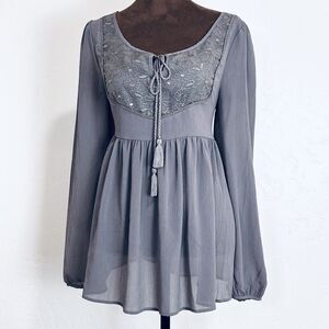 Double Zero Women Bib Babydoll Tunic Top M Royalcore Peasant Fairy Festival Boho